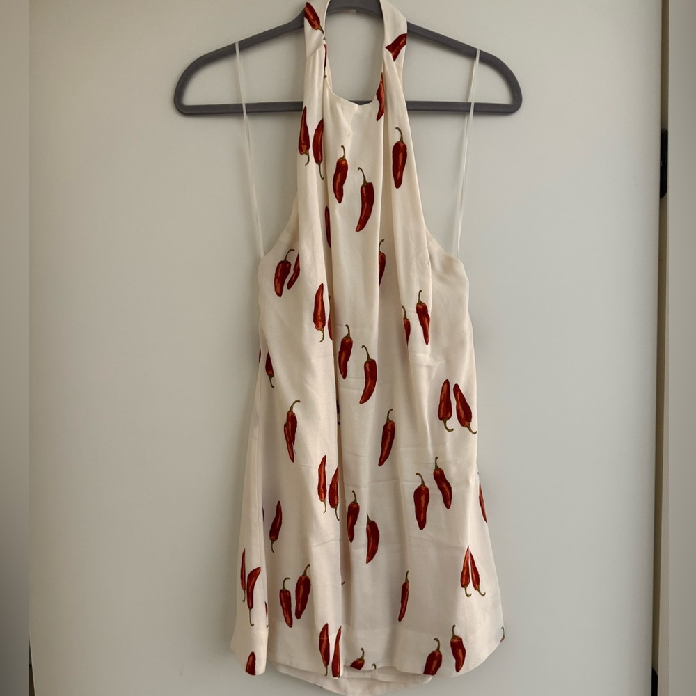 Reformation Red Pepper Print Backless Dress